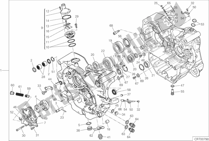 All parts for the 09a - Half-crankcases Pair of the Ducati Scrambler 1100 USA 2018